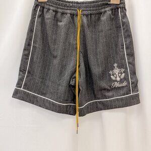 NWT Rhude Grey Pinstripe Logo PJ Shorts - Size XS